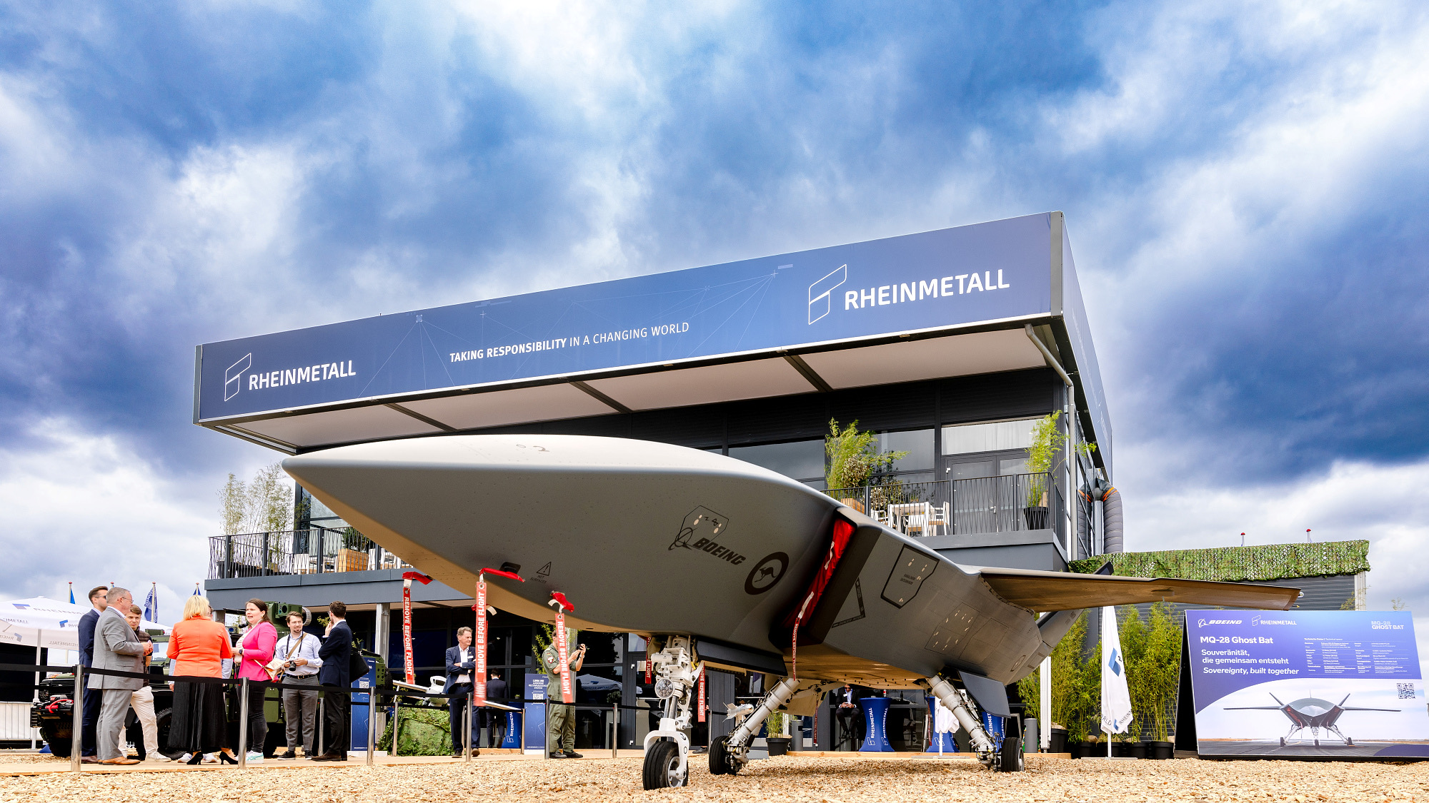 MQ-28 Ghost Bat in the static display in front of the Rheinmetall pavilion